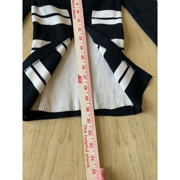 BEBE Silk Blend cardigan Sweater Ribbed Striped Office Siren Sexy Corpcore Y2K S - Picture 7 of 10